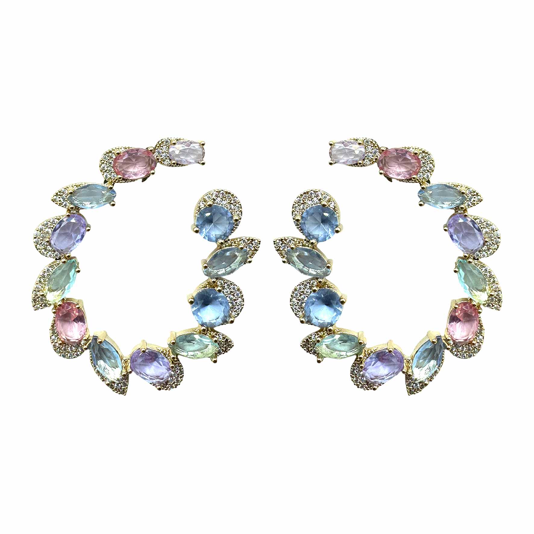 Palestro Milano Orecchini Multicolor pastello Semicerchi di pietre irregolari