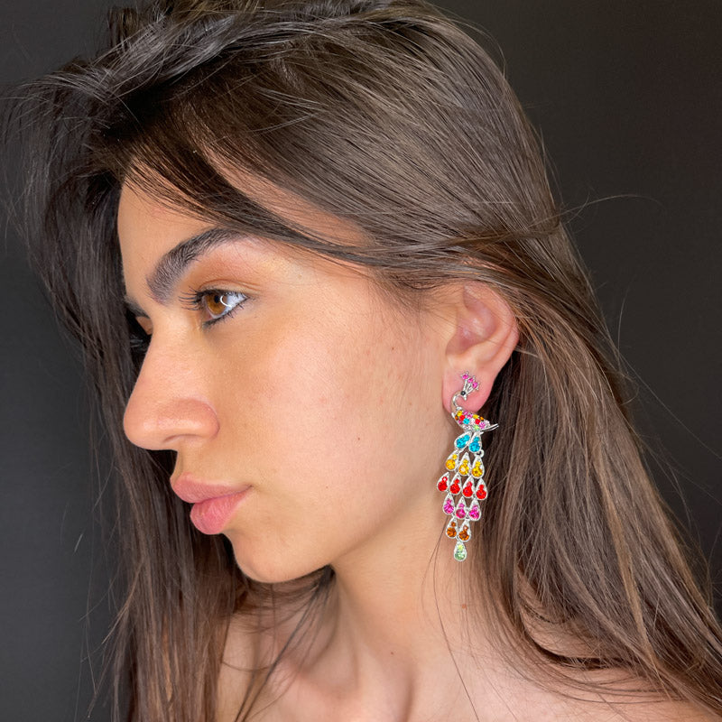 Palestro Milano Orecchini Multicolor Pavone di Zirconi