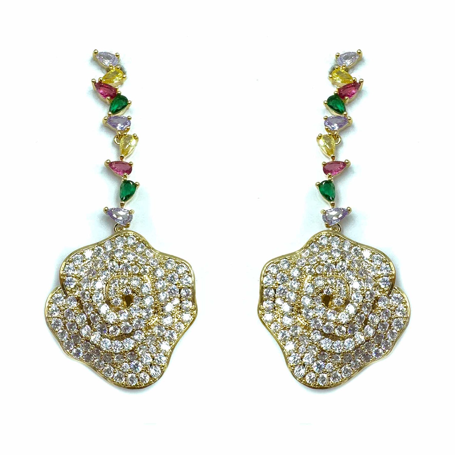 Palestro Milano Orecchini Multicolor Rosa con catenina di cristalli