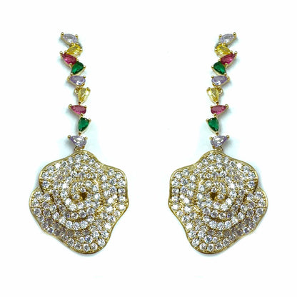 Palestro Milano Orecchini Multicolor Rosa con catenina di cristalli