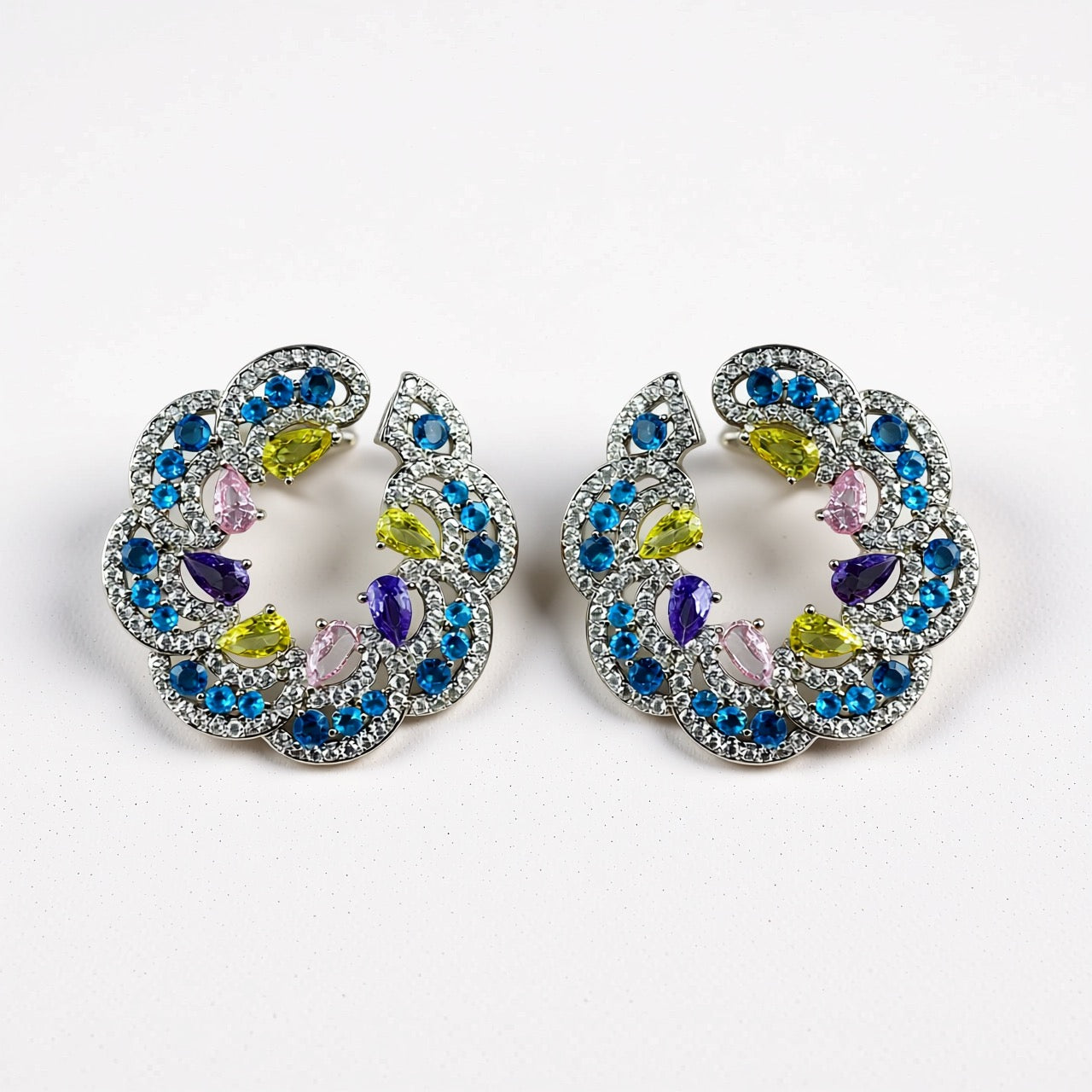 Palestro Milano Orecchini Multicolor Semicerchi di pavè