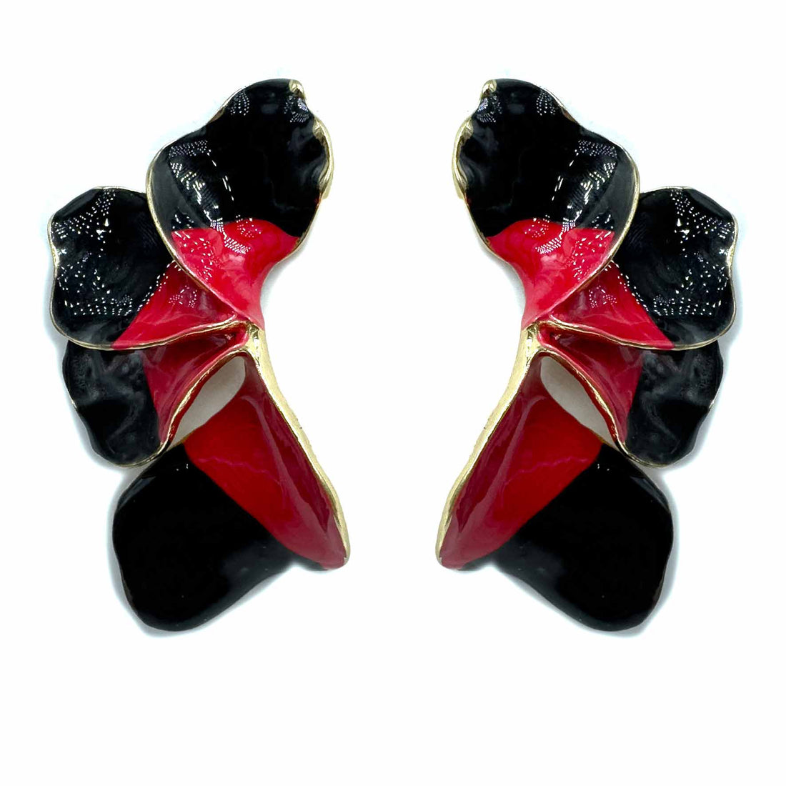 Palestro Milano Orecchini Nero e Rosso Petali dalle Maldive