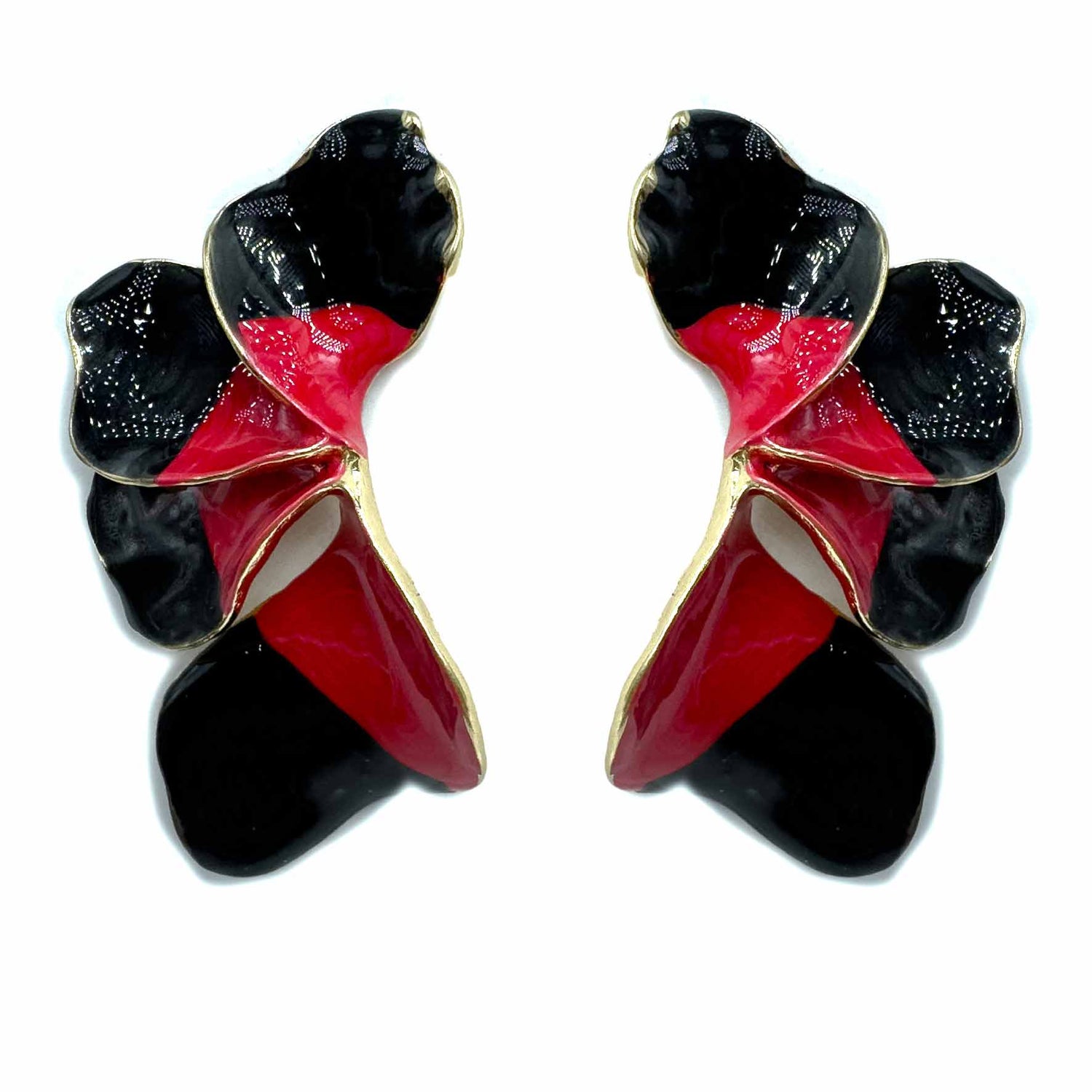 Palestro Milano Orecchini Nero e Rosso Petali dalle Maldive