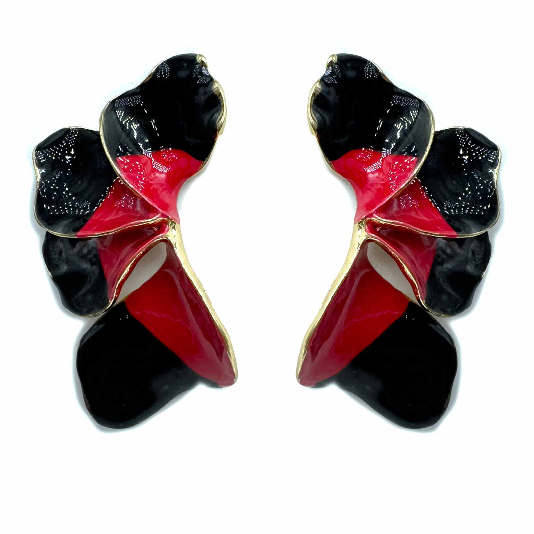 Palestro Milano Orecchini Nero e Rosso Petali dalle Maldive