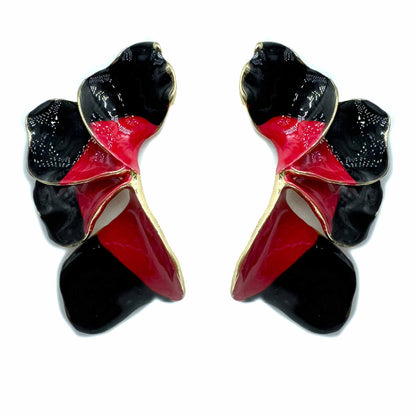 Palestro Milano Orecchini Nero e Rosso Petali dalle Maldive