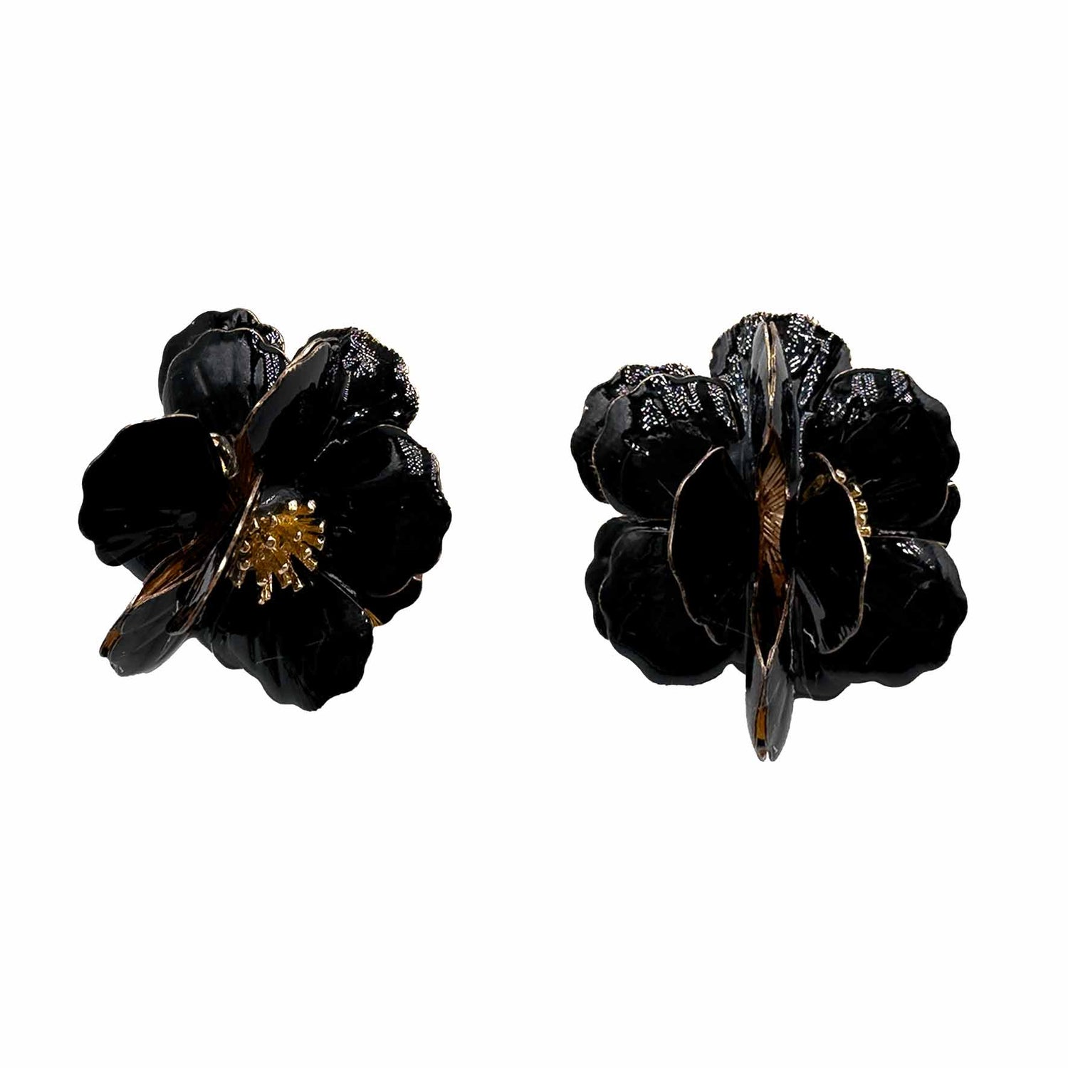 Palestro Milano Orecchini Nero Fiorellini tridimensionali