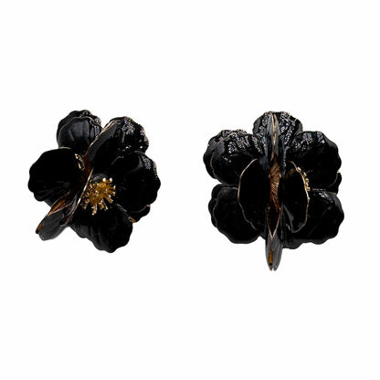 Palestro Milano Orecchini Nero Fiorellini tridimensionali