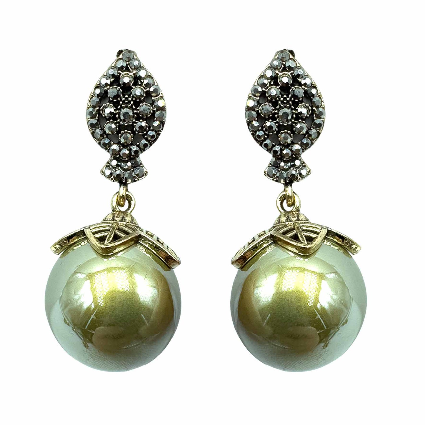 Palestro Milano Orecchini Oliva Goccia pendente con Perla Big