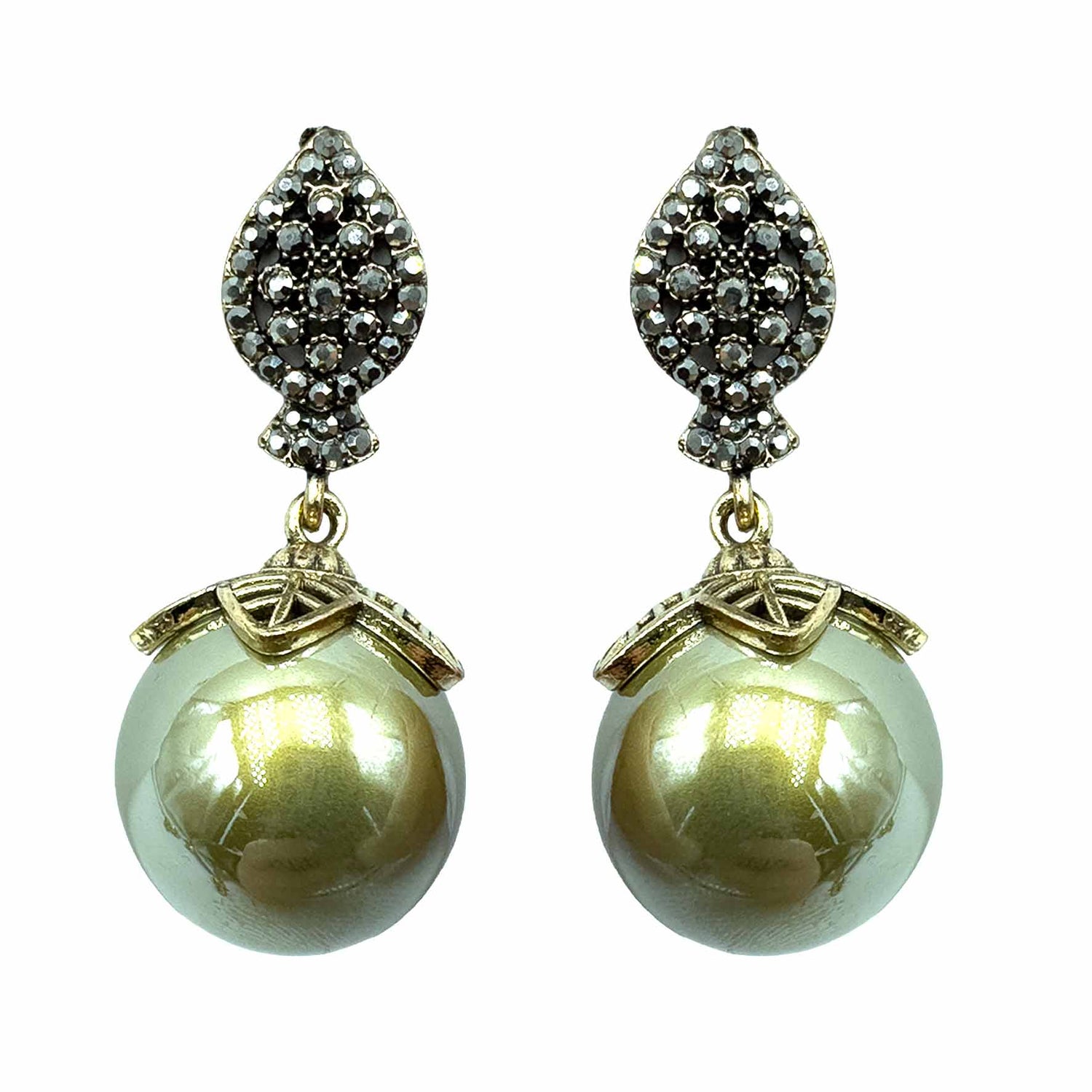 Palestro Milano Orecchini Oliva Goccia pendente con Perla Big