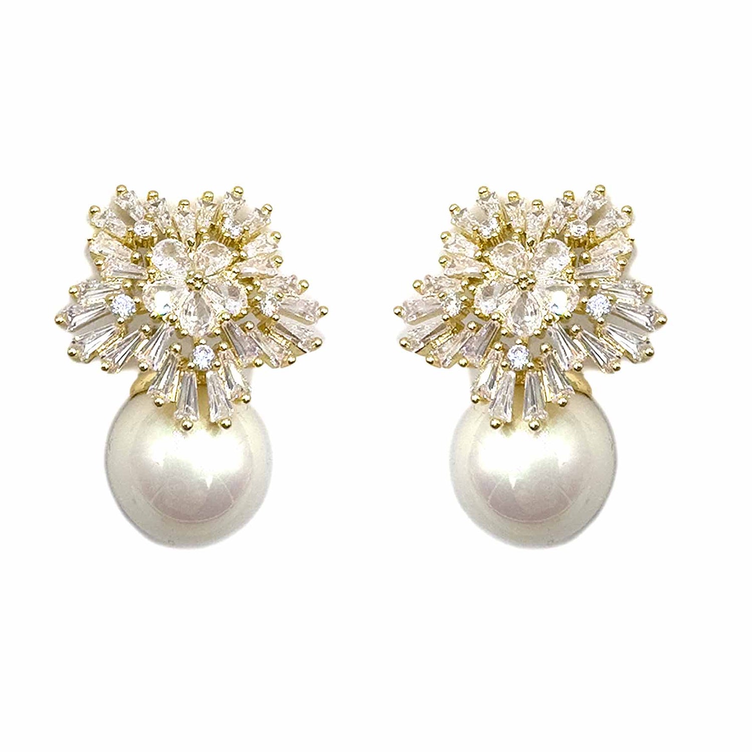 Palestro Milano Orecchini Oro perla bianca Fiocco di Neve perla