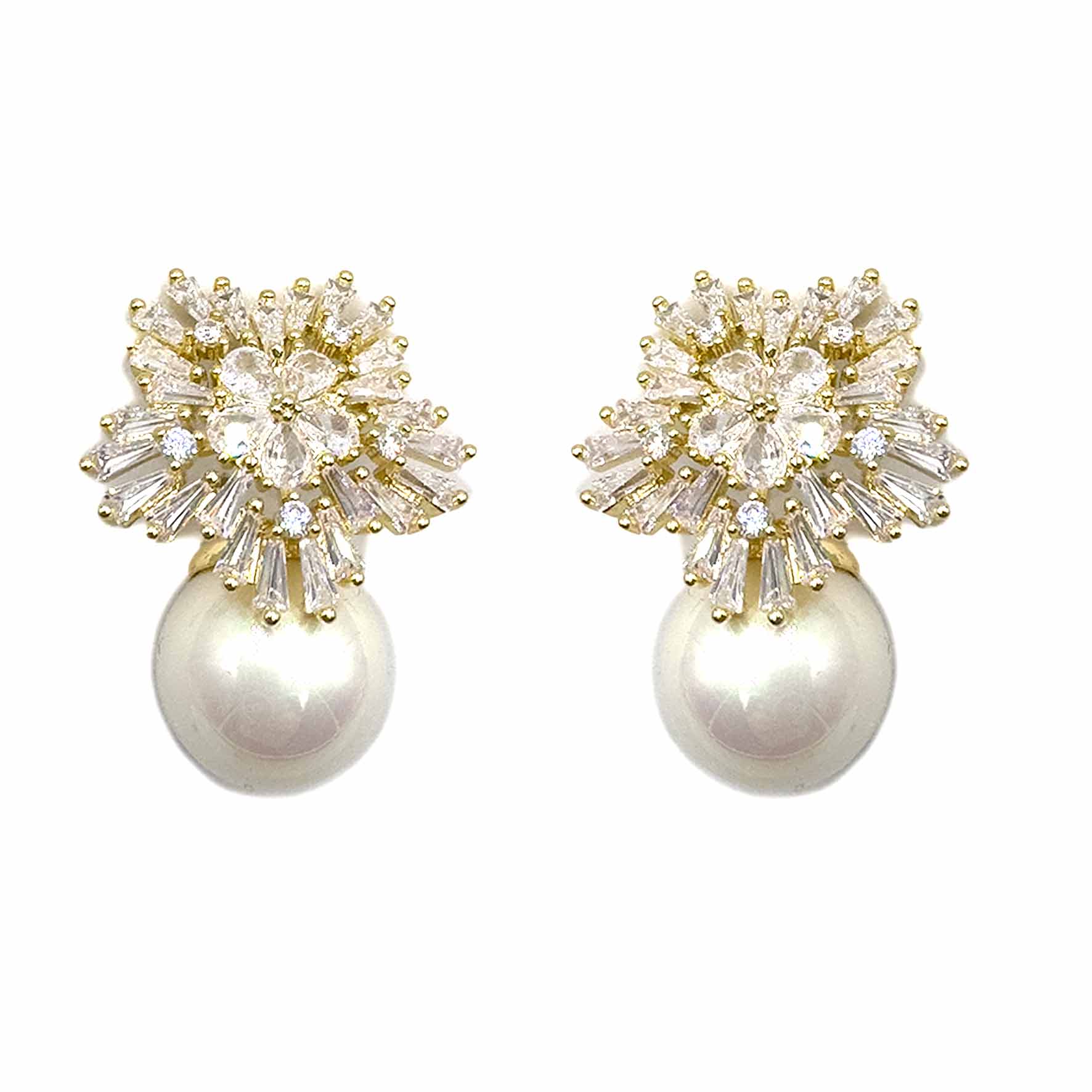 Palestro Milano Orecchini Oro perla bianca Fiocco di Neve perla