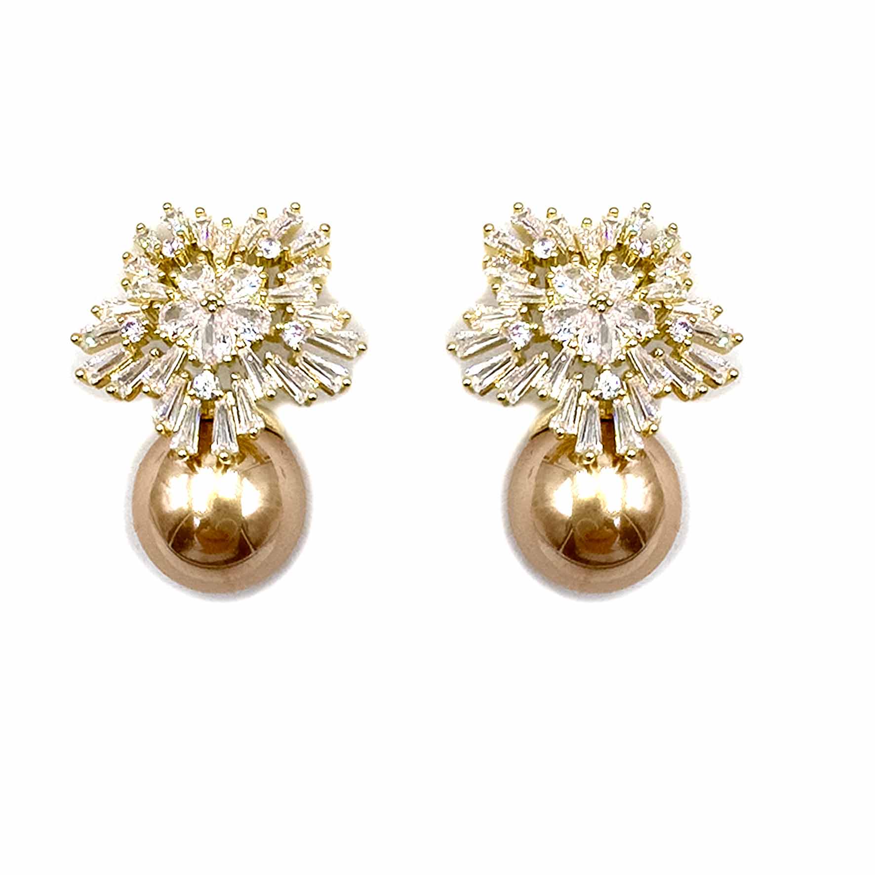 Palestro Milano Orecchini Oro perla champagne Fiocco di Neve perla