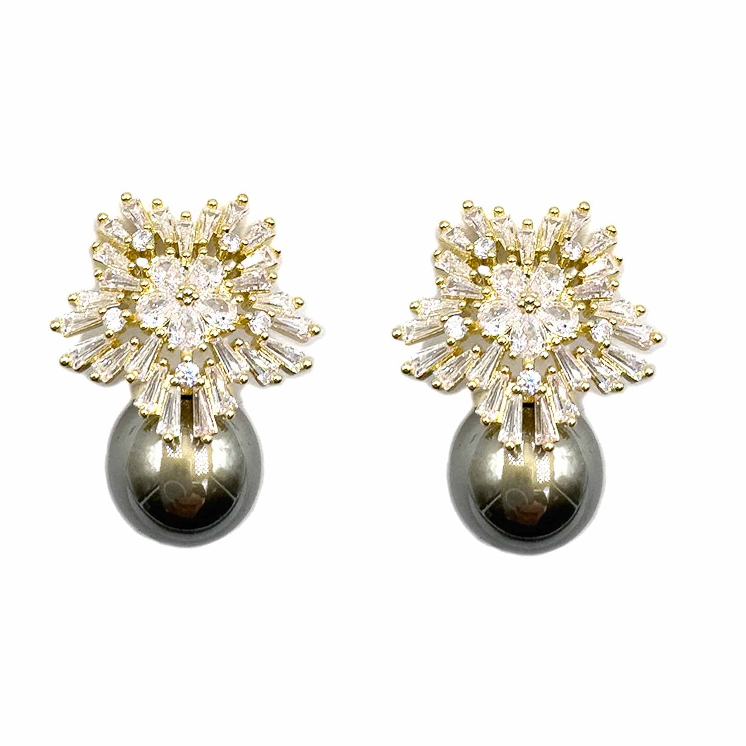 Palestro Milano Orecchini Oro perla grigia Fiocco di Neve perla