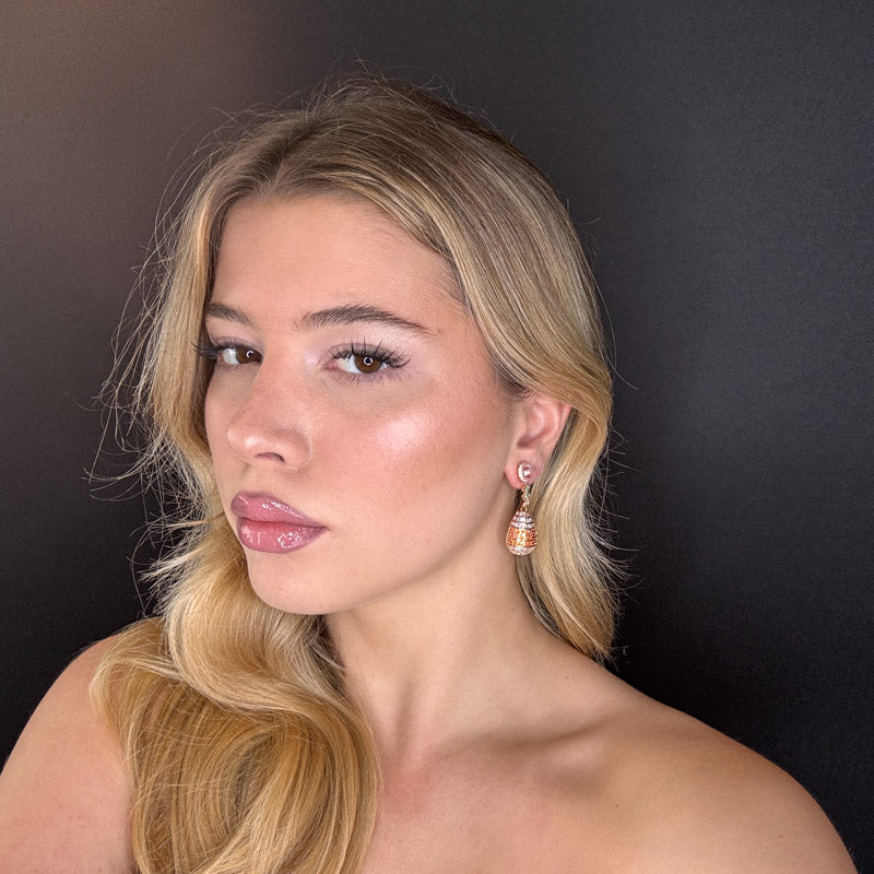Palestro Milano Orecchini Pavè arancio/verde acqua pendente