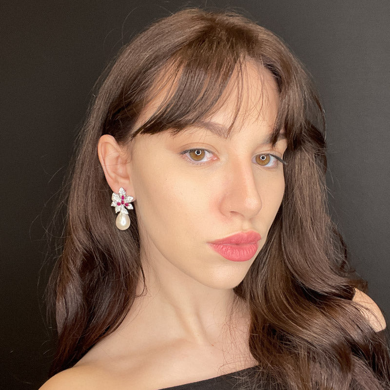 Palestro Milano Orecchini Pavè colorato con perla