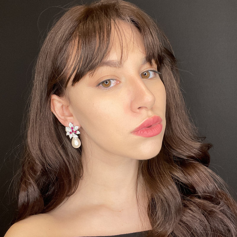 Palestro Milano Orecchini Pavè colorato con perla