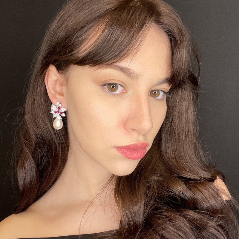 Palestro Milano Orecchini Pavè colorato con perla