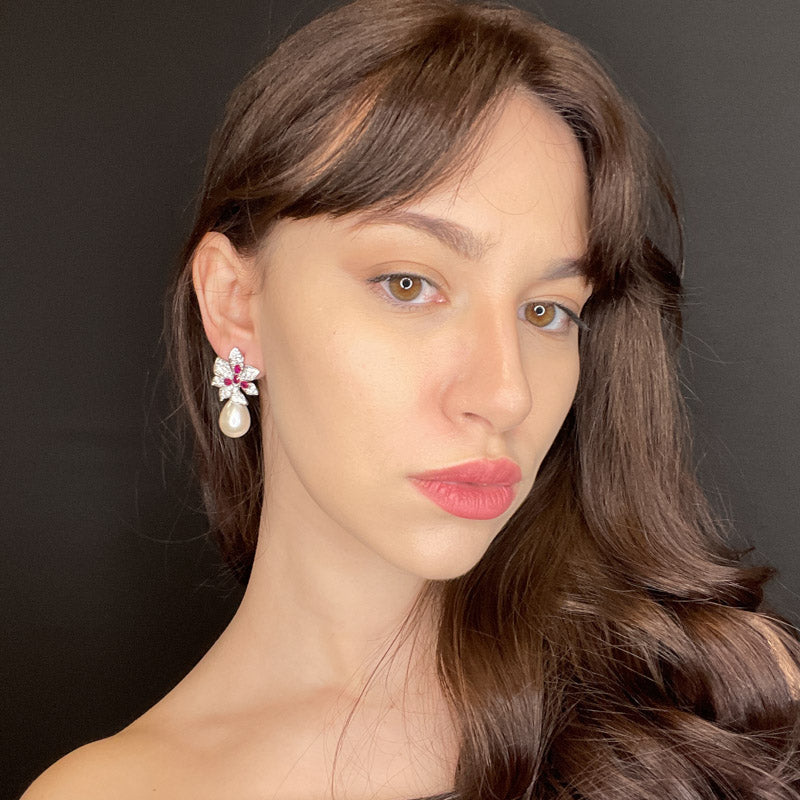 Palestro Milano Orecchini Pavè colorato con perla