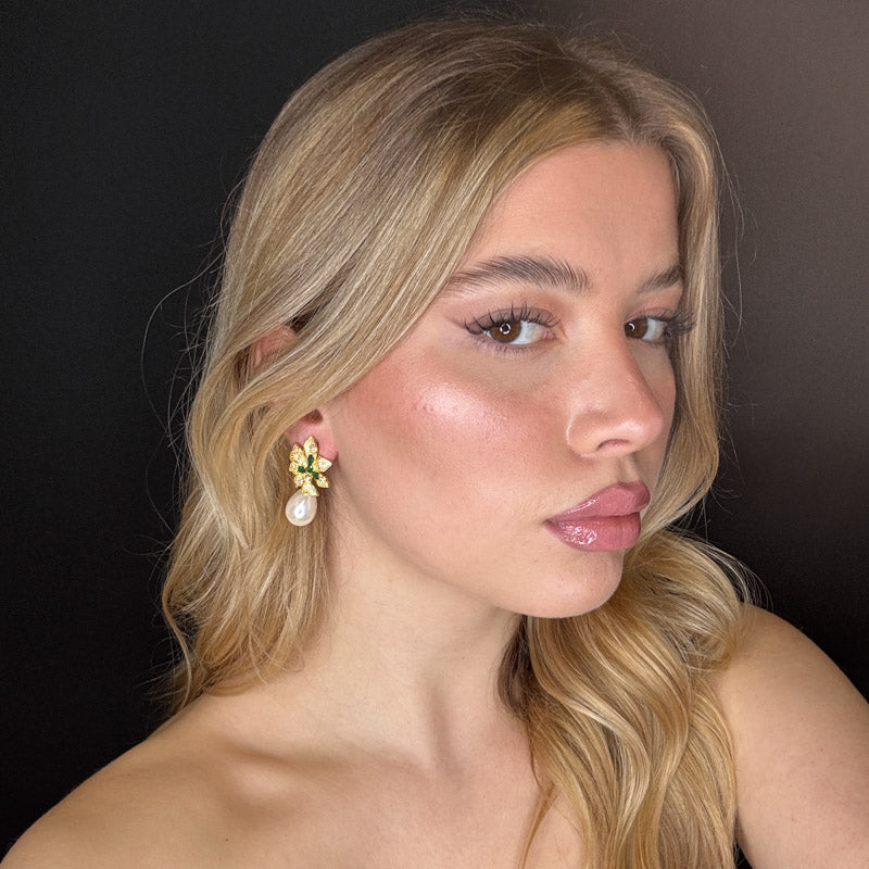 Palestro Milano Orecchini Pavè colorato con perla