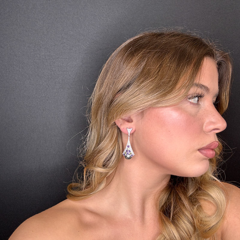 Palestro Milano Orecchini Pavè con perla