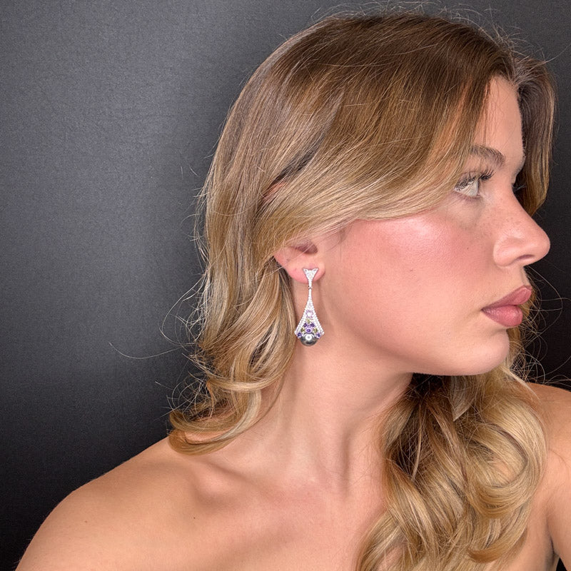 Palestro Milano Orecchini Pavè con perla