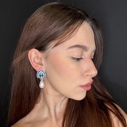 Palestro Milano Orecchini Pavone con perla pendente