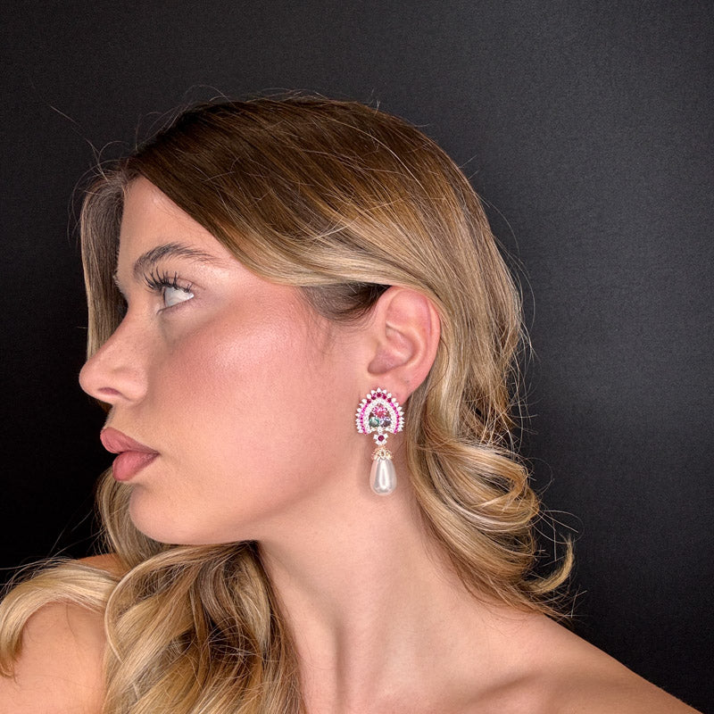 Palestro Milano Orecchini Pavone con perla pendente