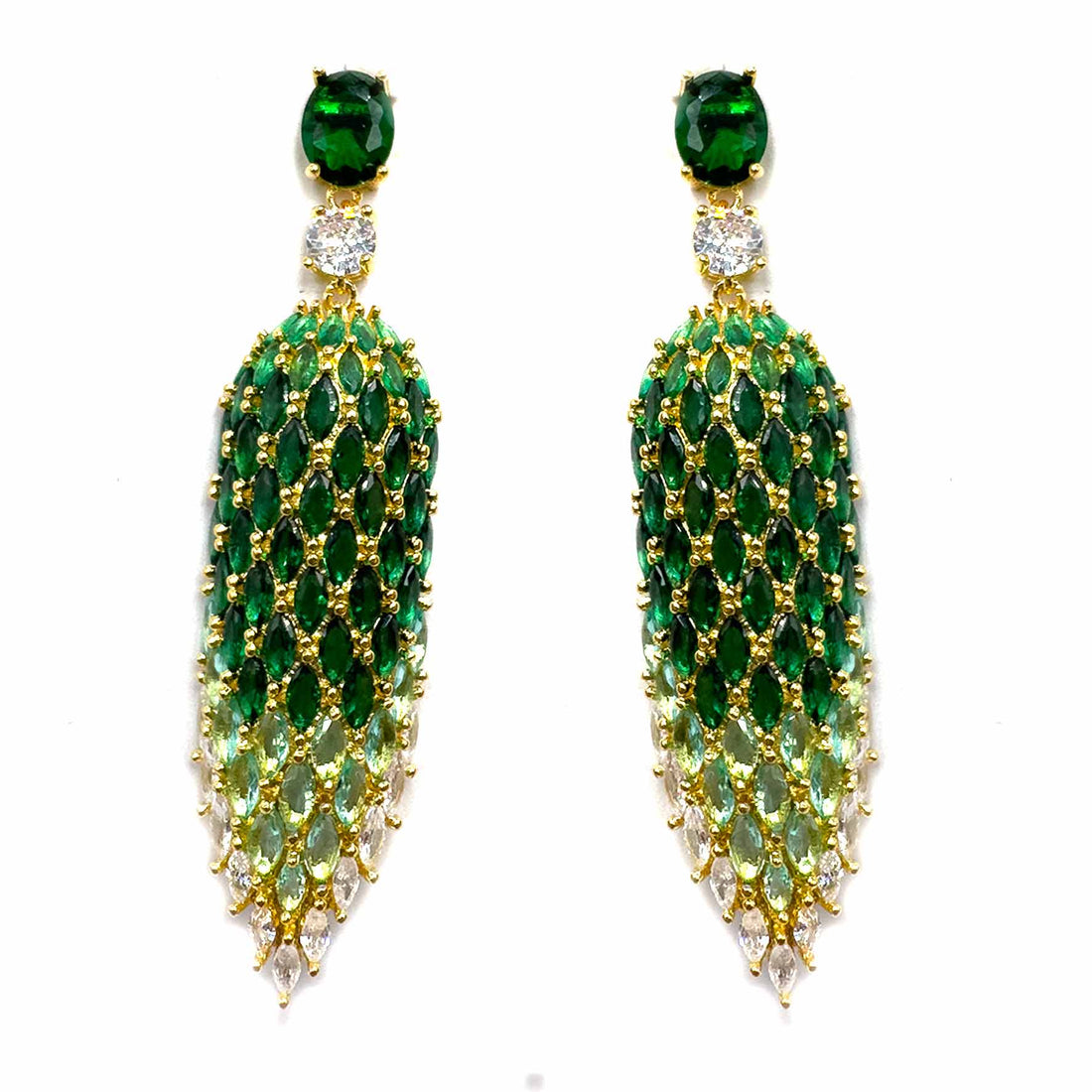 Palestro Milano Orecchini Pavoni di pavè verde smeraldo