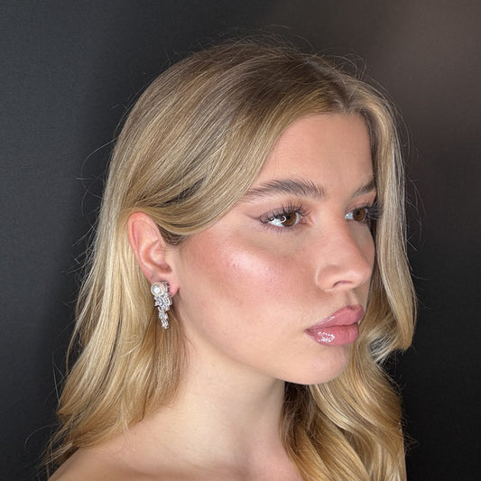 Palestro Milano Orecchini Perla con coda di cristallo