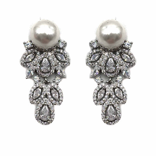 Palestro Milano Orecchini Perla con coda di cristallo