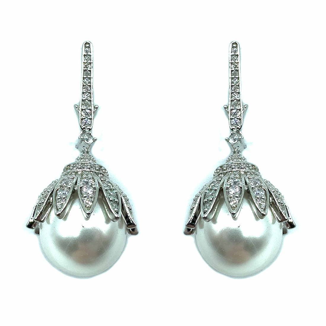 Palestro Milano Orecchini Perla con Coroncina di Zirconi