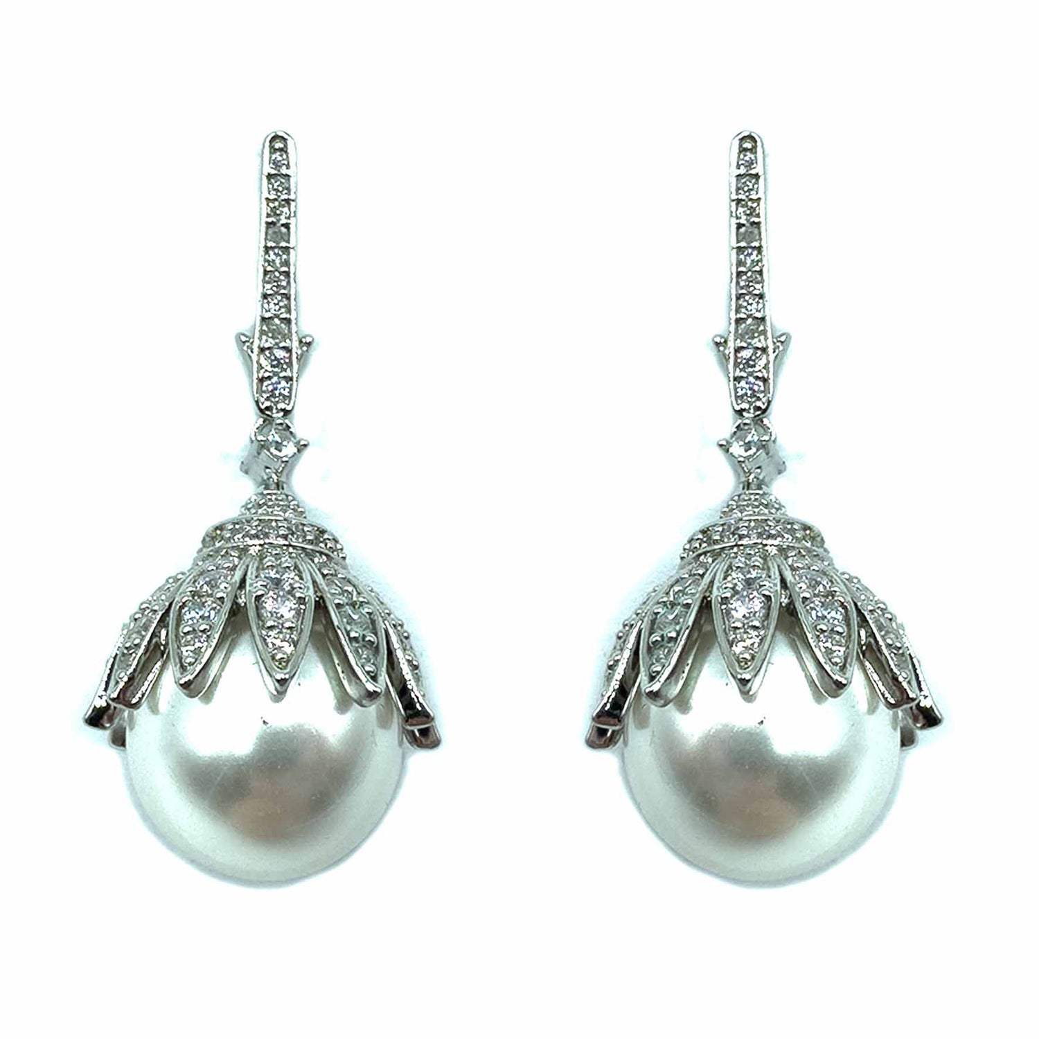 Palestro Milano Orecchini Perla con Coroncina di Zirconi