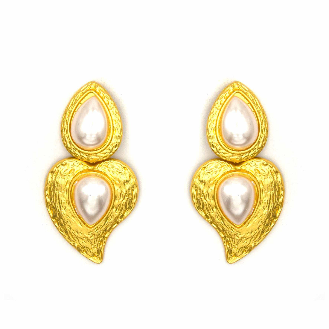 Palestro Milano Orecchini Perla Cuoricino Gold