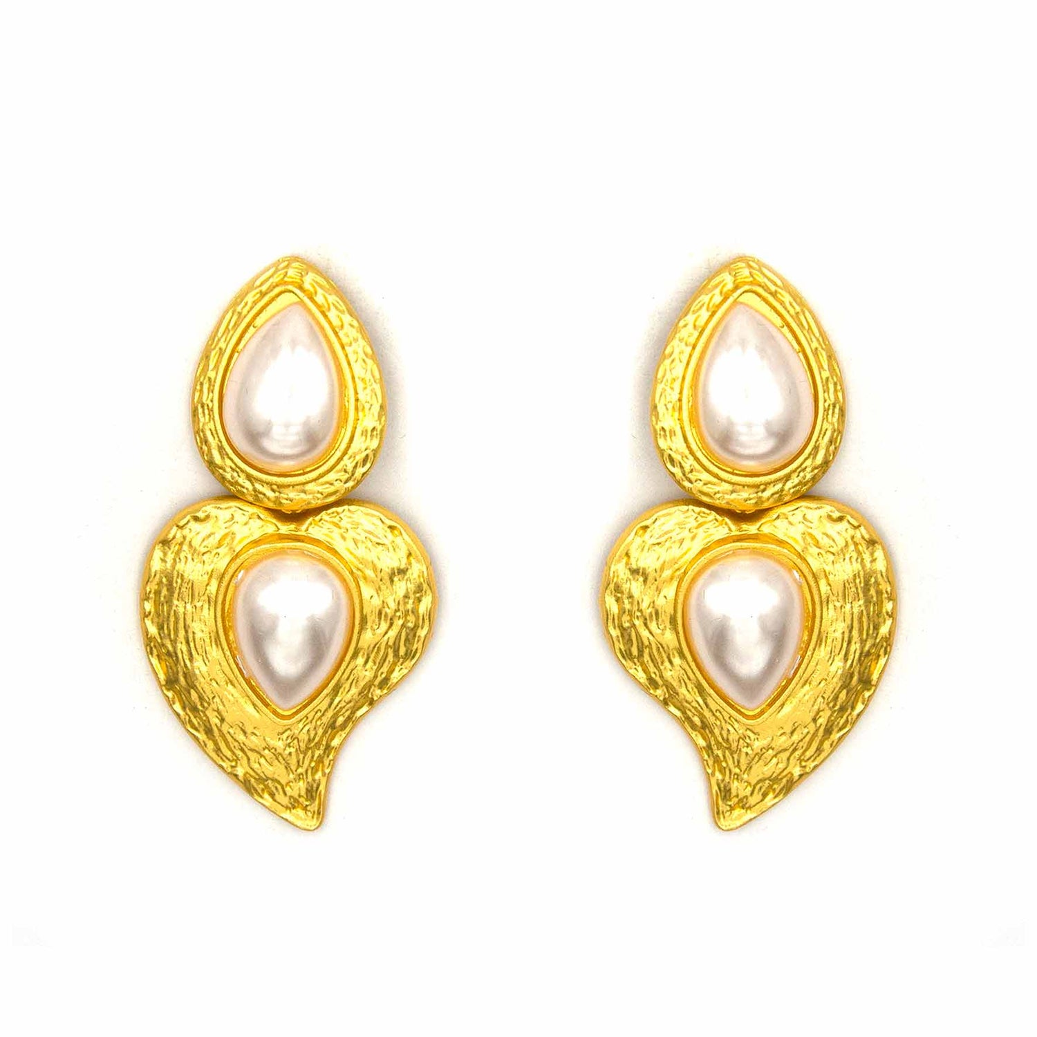 Palestro Milano Orecchini Perla Cuoricino Gold