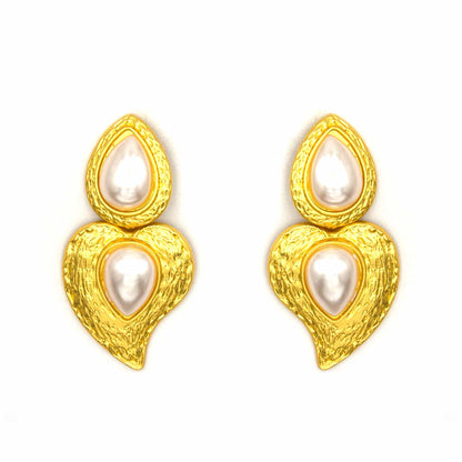 Palestro Milano Orecchini Perla Cuoricino Gold