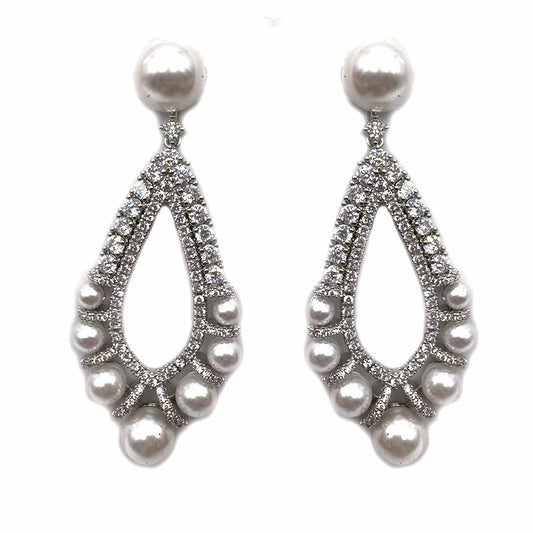 Palestro Milano Orecchini Perle Pendenti con goccia di zirconi