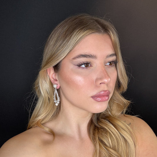 Palestro Milano Orecchini Perle Pendenti con goccia di zirconi