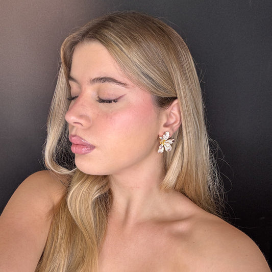 Palestro Milano Orecchini Petali di pavè e cristalli Arlecchino