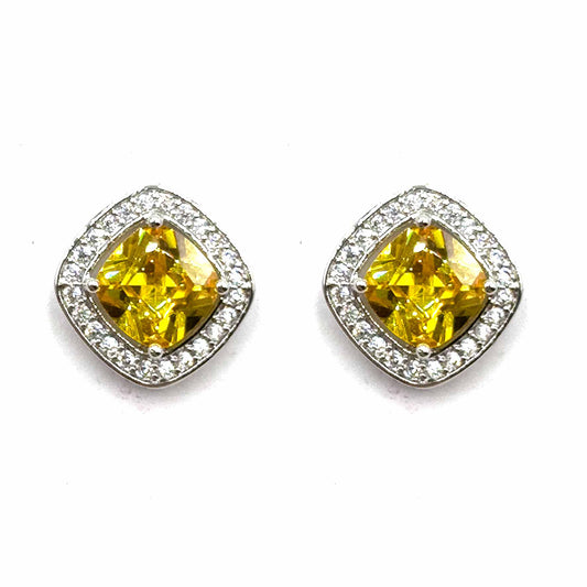 Palestro Milano Orecchini Pietra Giallo Sole Rombo di cristalli