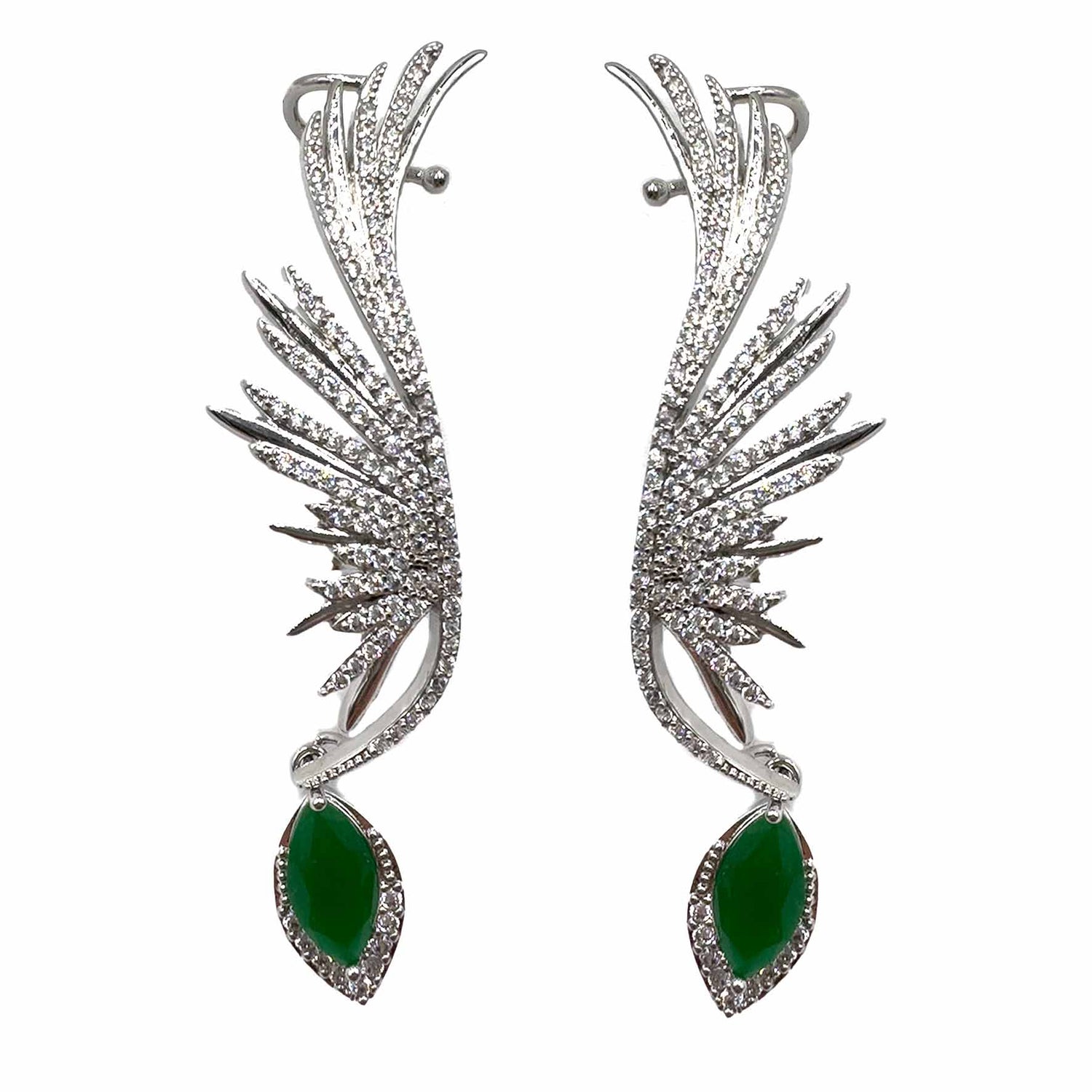Palestro Milano Orecchini Pietra Verde Ali di Pavè