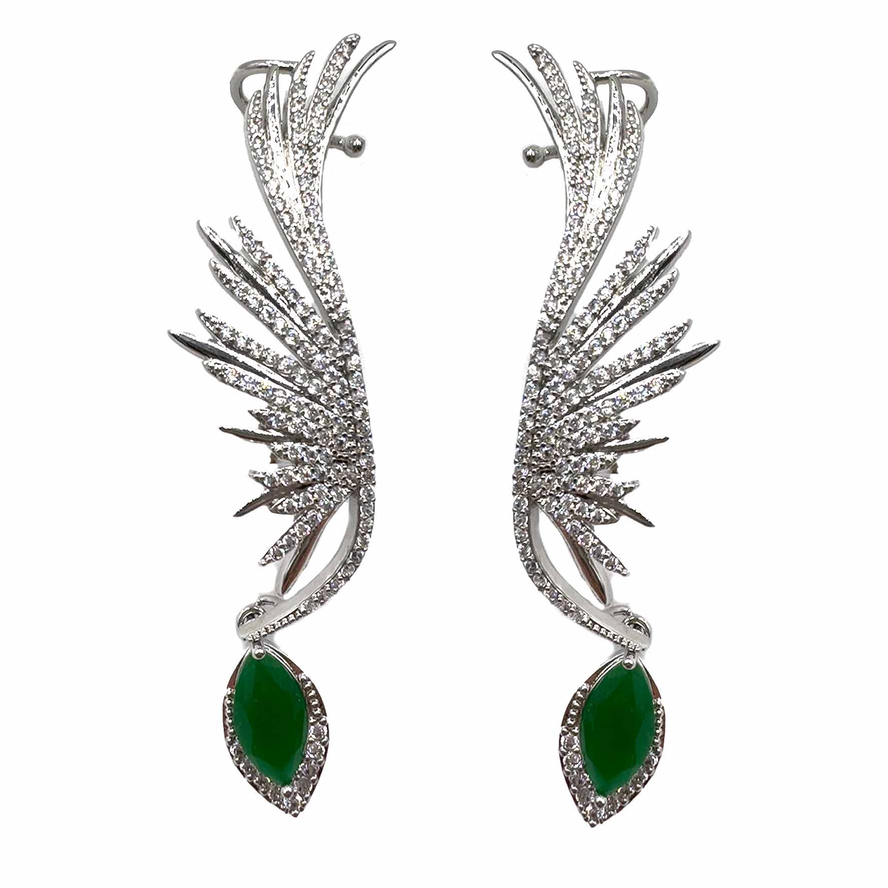 Palestro Milano Orecchini Pietra Verde Ali di Pavè