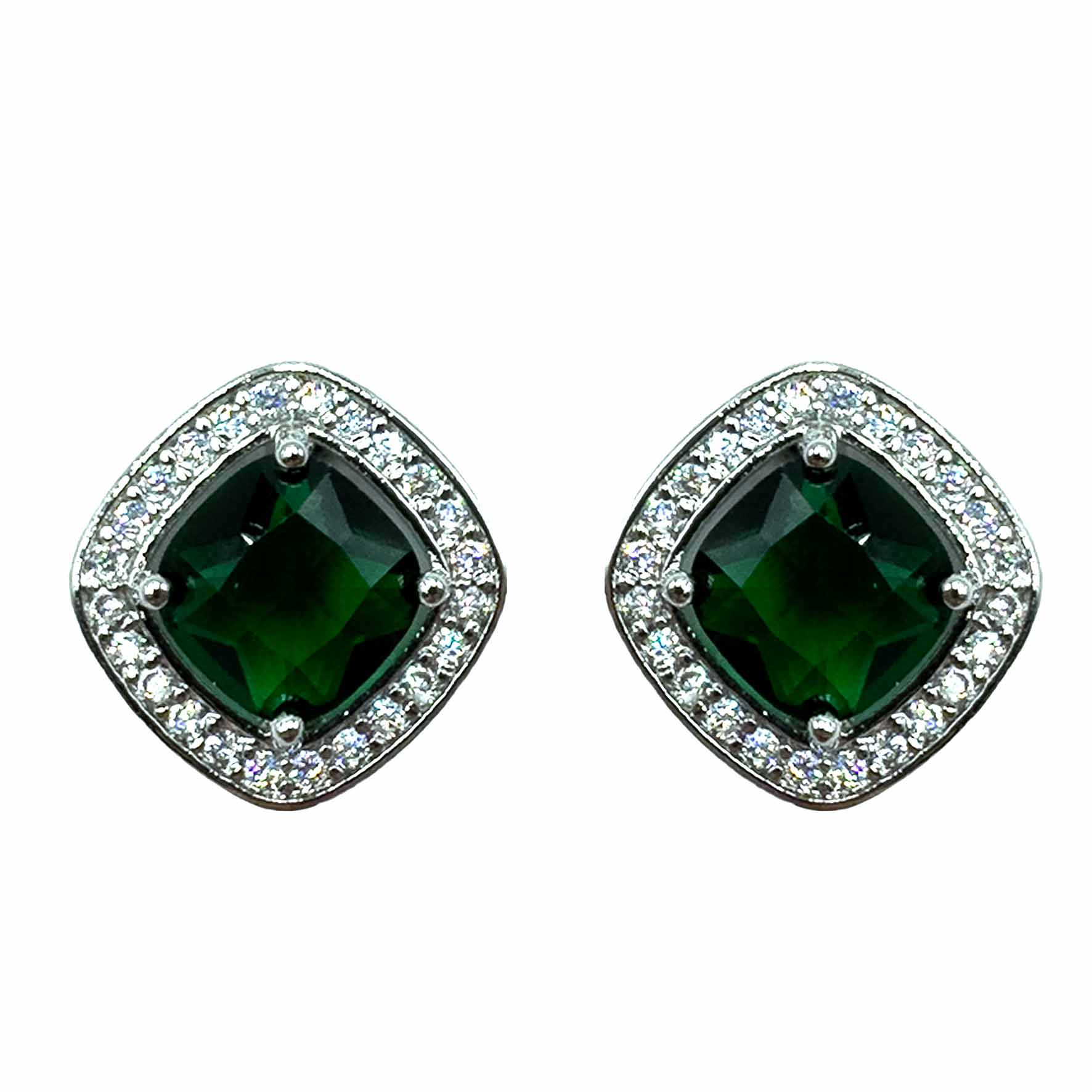 Palestro Milano Orecchini Pietra Verde Rombo di cristalli