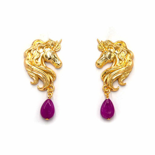 Palestro Milano Orecchini Pietra Violetta Unicorni