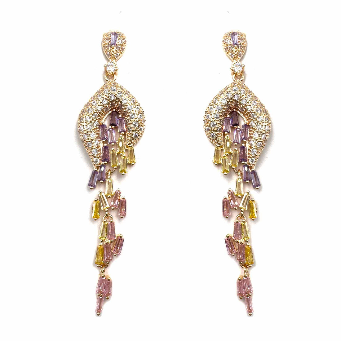 Palestro Milano Orecchini Pietrine pendenti Gold/Pink/Lillac