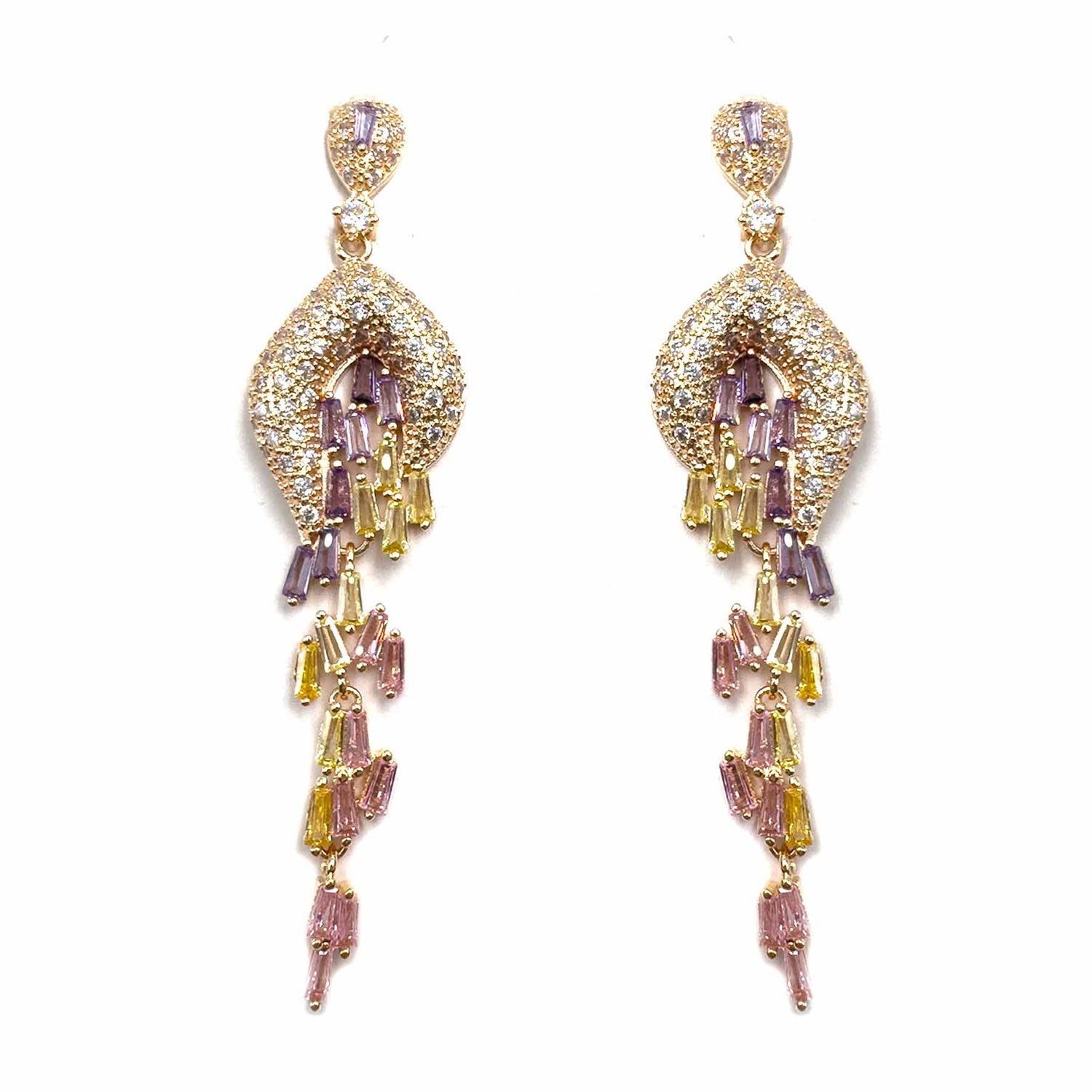 Palestro Milano Orecchini Pietrine pendenti Gold/Pink/Lillac
