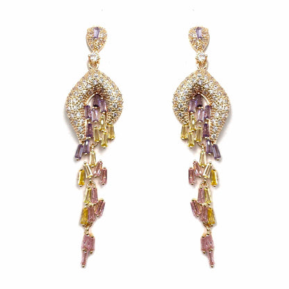 Palestro Milano Orecchini Pietrine pendenti Gold/Pink/Lillac