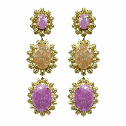 Palestro Milano Orecchini Pink/Arancio Trio di girasoli preziosi