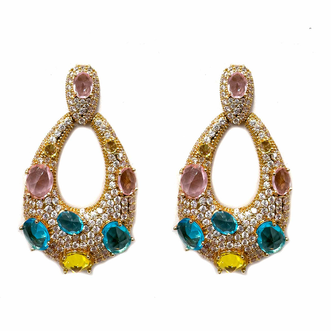 Palestro Milano Orecchini Pink/Azzurro/Giallo Ovali preziosi