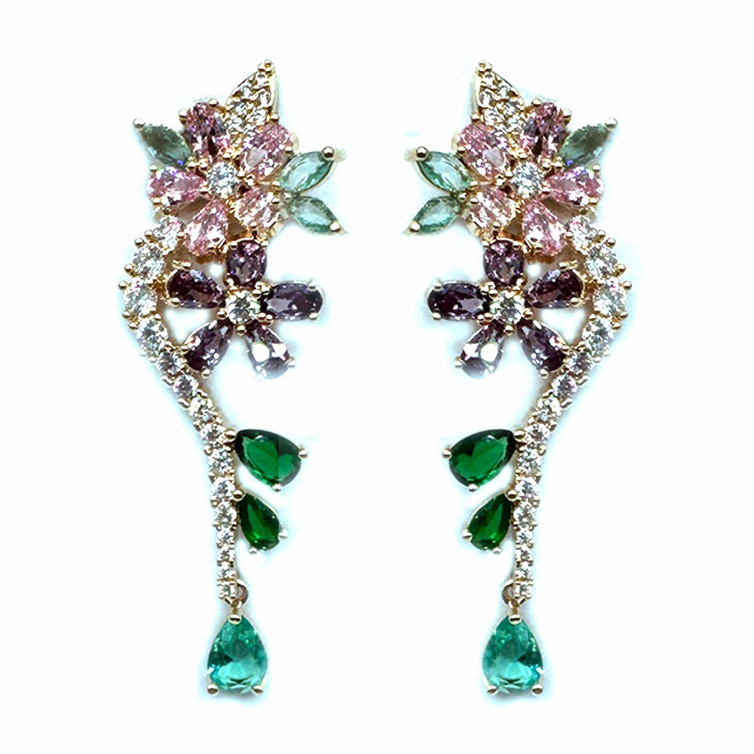 Palestro Milano Orecchini Pink e Violetta Fiorellini rampicanti di cristallo