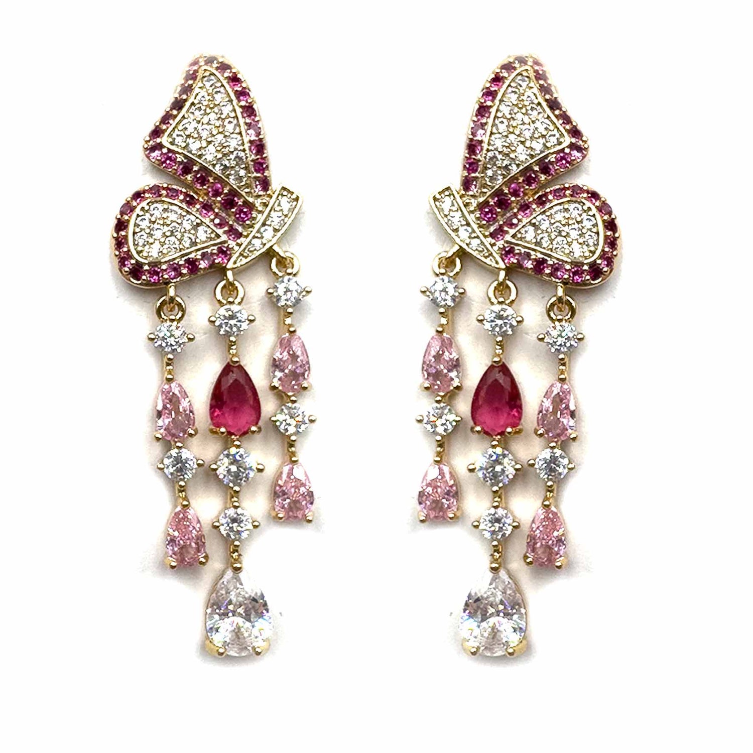 Palestro Milano Orecchini Pink Farfalle con cristalli pendenti